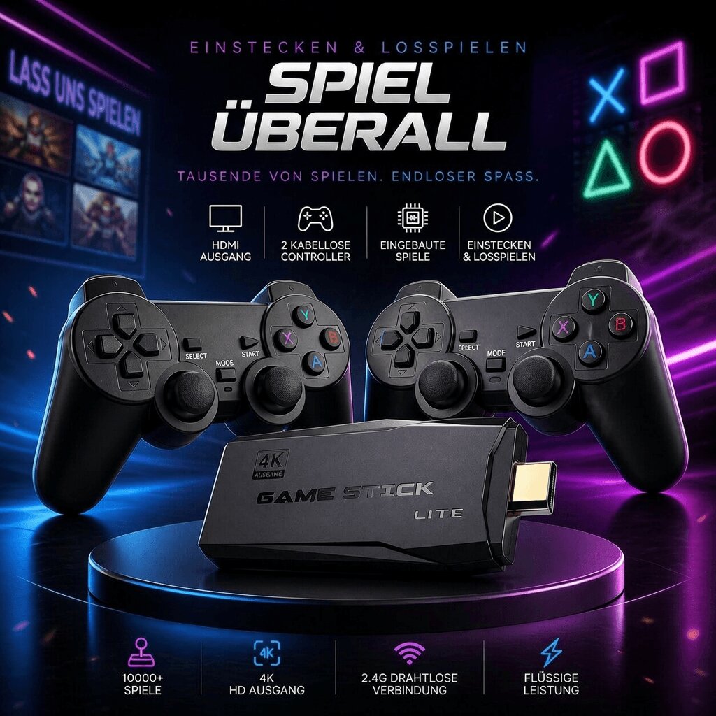 Retro Spelconsole met 2 Controllers | 4K Retro Gaming Console | Nostavolt