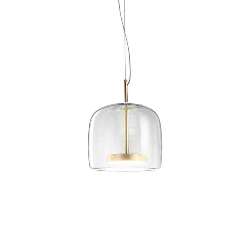 Moderne LED glazen hanglamp – minimalistische lampenkap en gouden afwerking