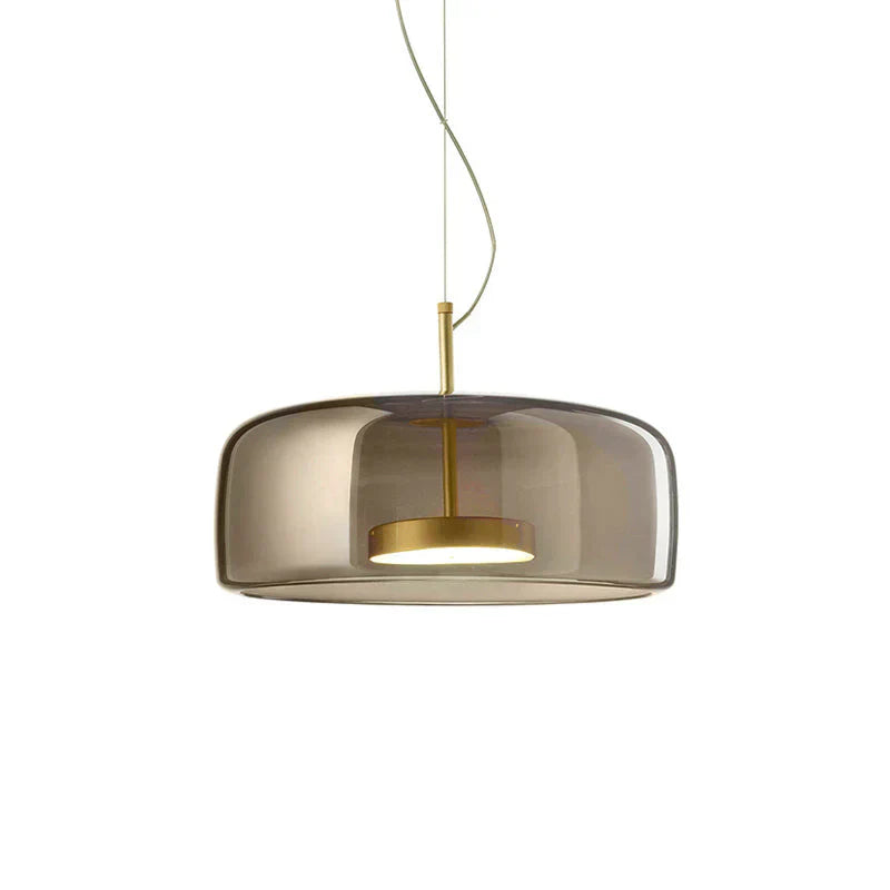 Moderne LED glazen hanglamp – minimalistische lampenkap en gouden afwerking