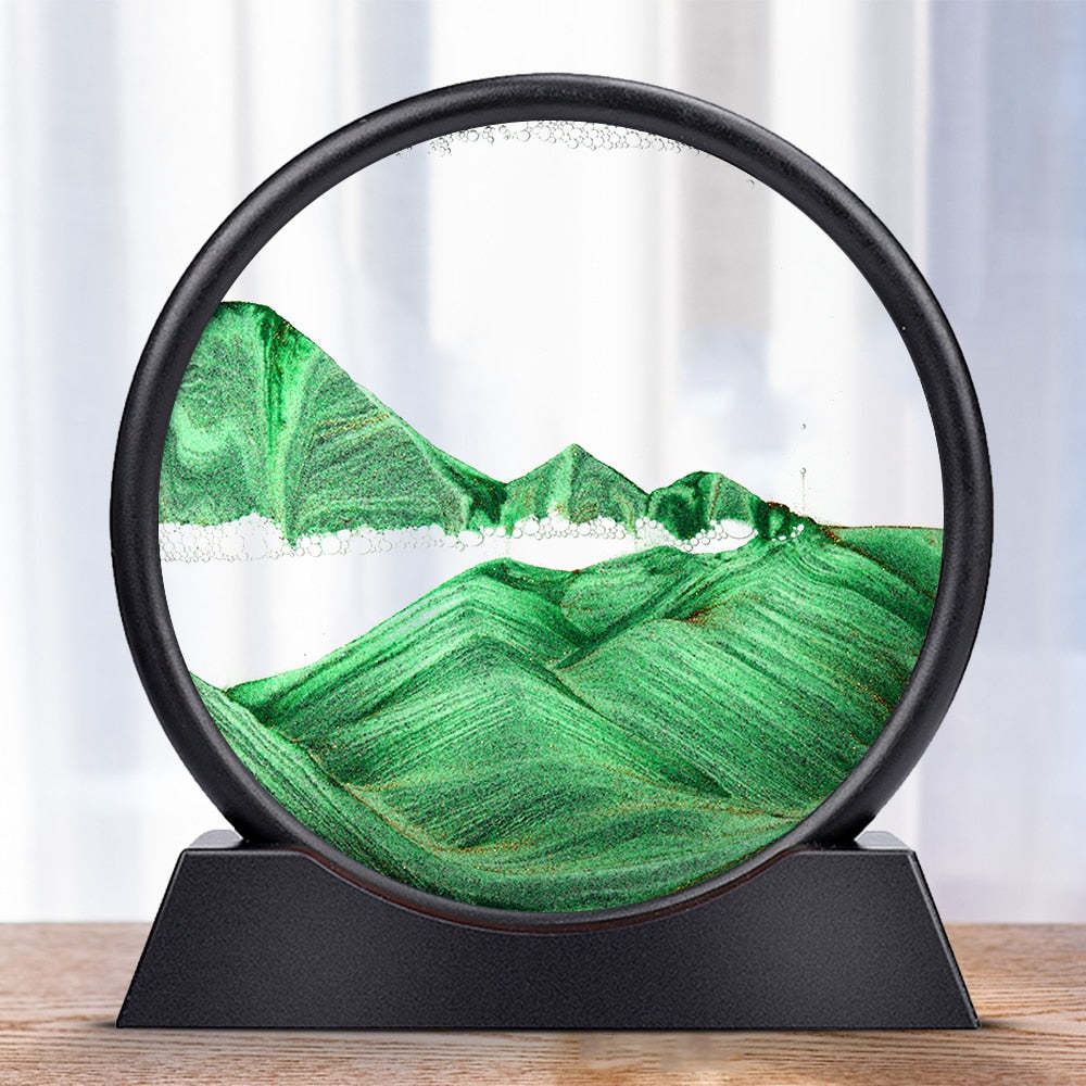 3D Beweeglijke Zandkunst - Rustgevende Glaskunst voor Elke Ruimte
