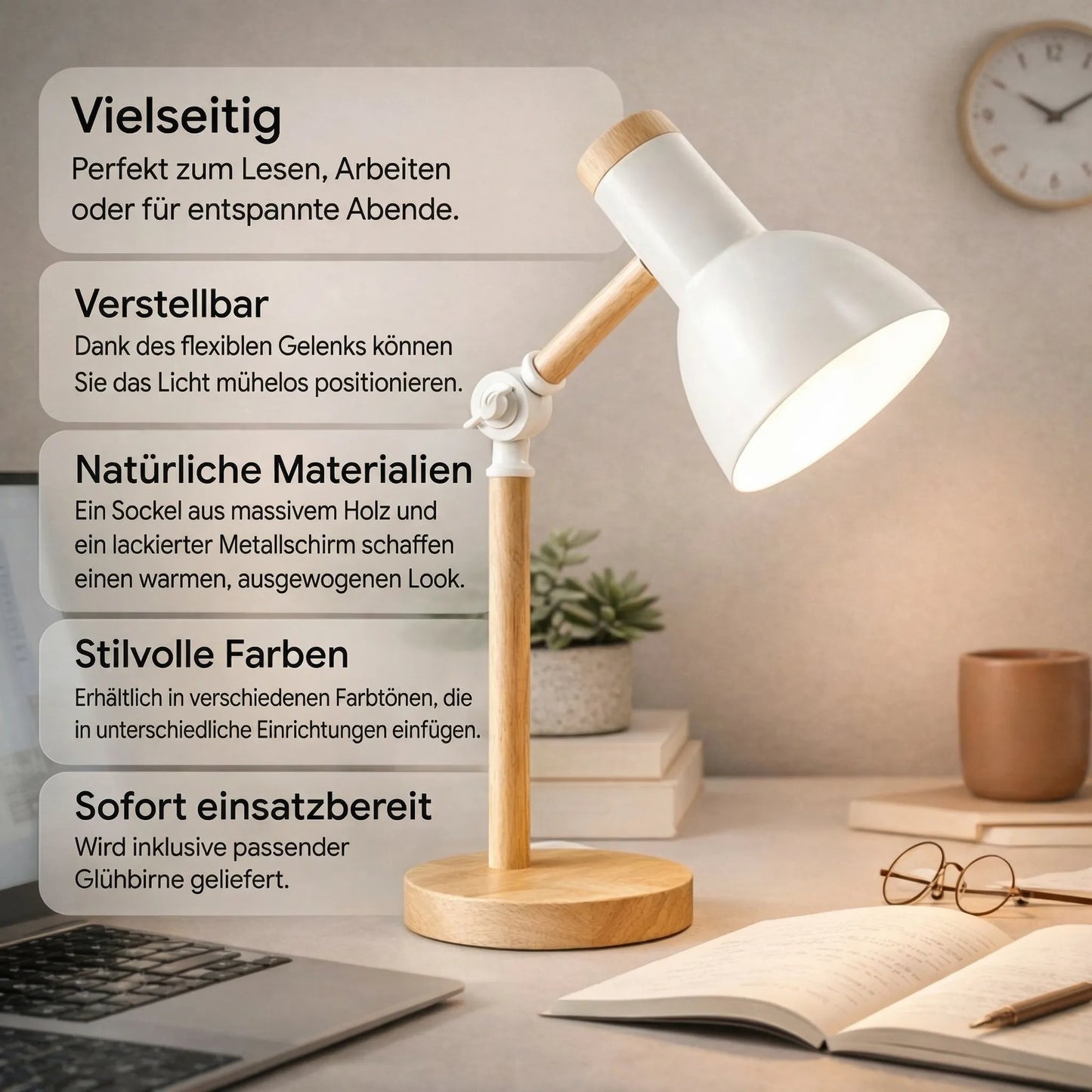 Houten bureau lamp | Tafellamp | HoutLicht
