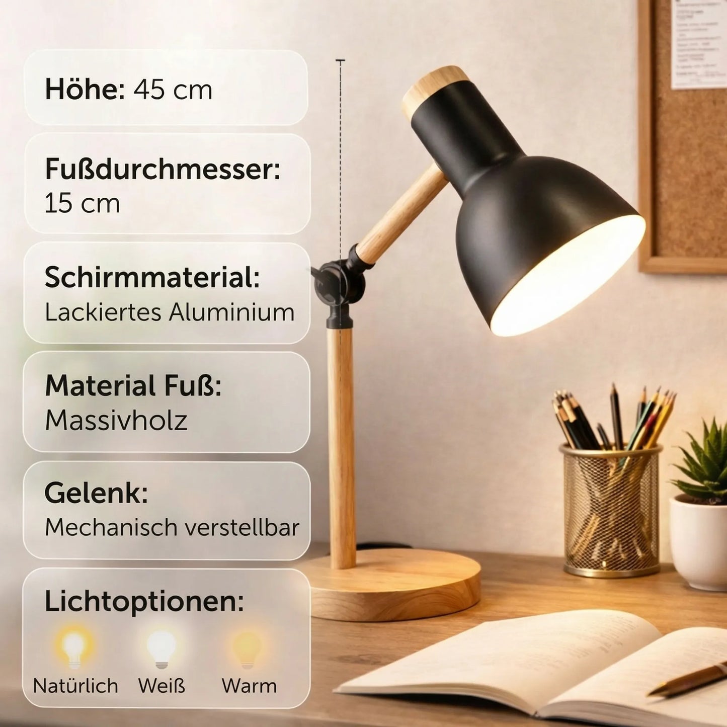 Houten bureau lamp | Tafellamp | HoutLicht