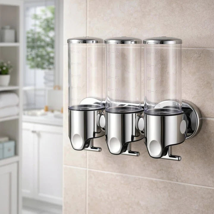 Wandzeepdispenser | Afwasmiddel dispenser Set | Zwart, Zilver & Transparant | ZeepFlow