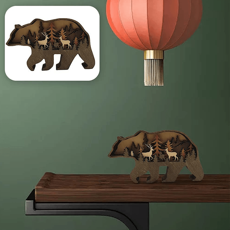 Creatieve Houten Bosdieren Decoratie - Handgemaakte Wanddecoratie
