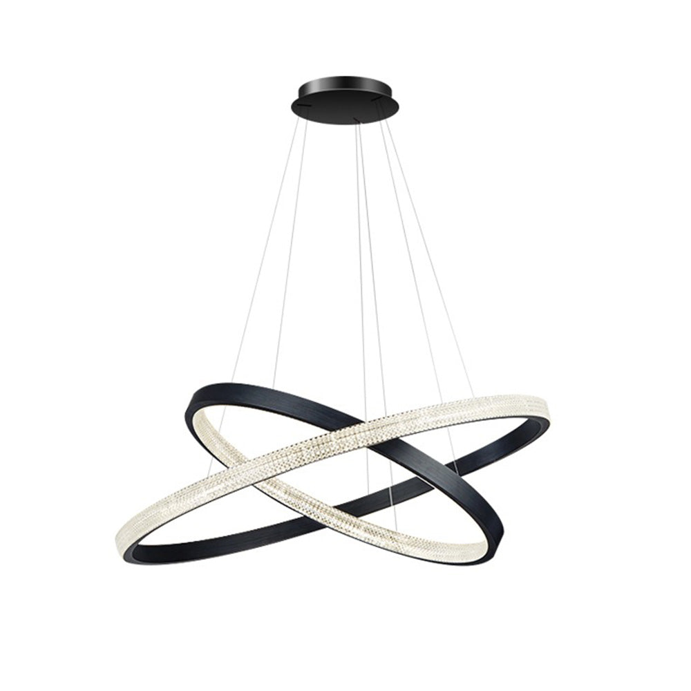 Kristy Moderne Ring Metaal/Acrylaat LED Hanglamp, Zwart/Goud