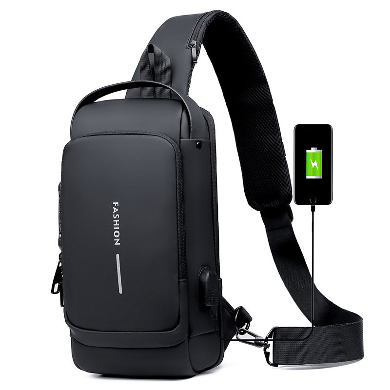 Diefstalbestendige schoudertas met USB-oplaadpoort