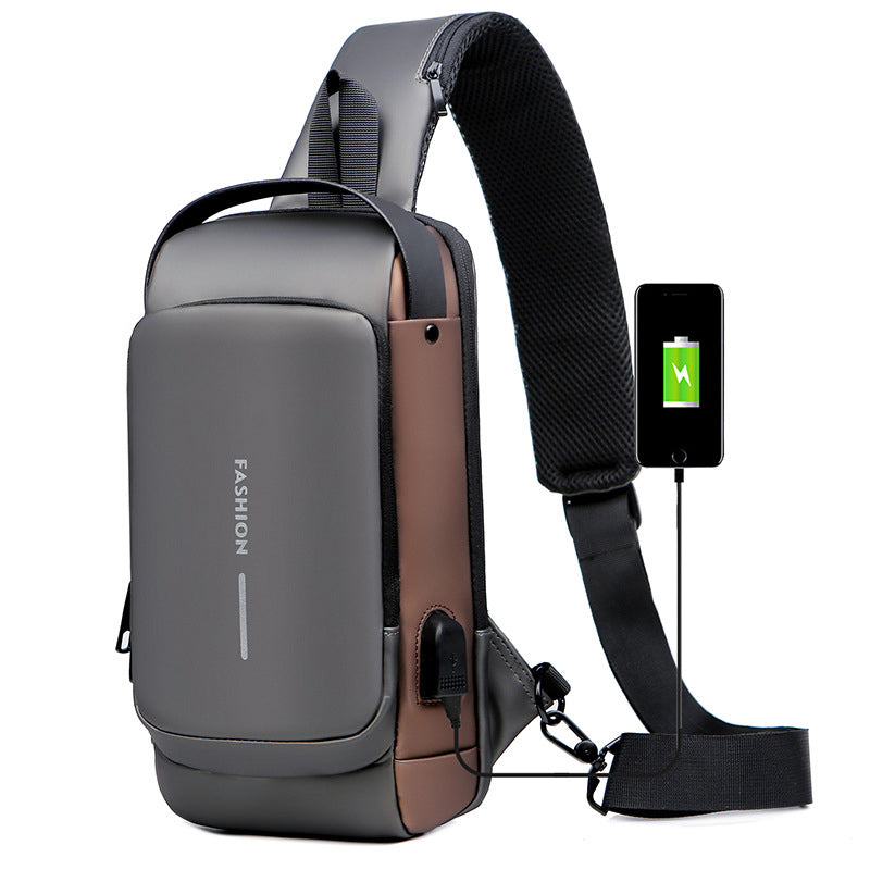 Diefstalbestendige schoudertas met USB-oplaadpoort