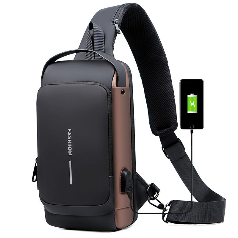 Diefstalbestendige schoudertas met USB-oplaadpoort