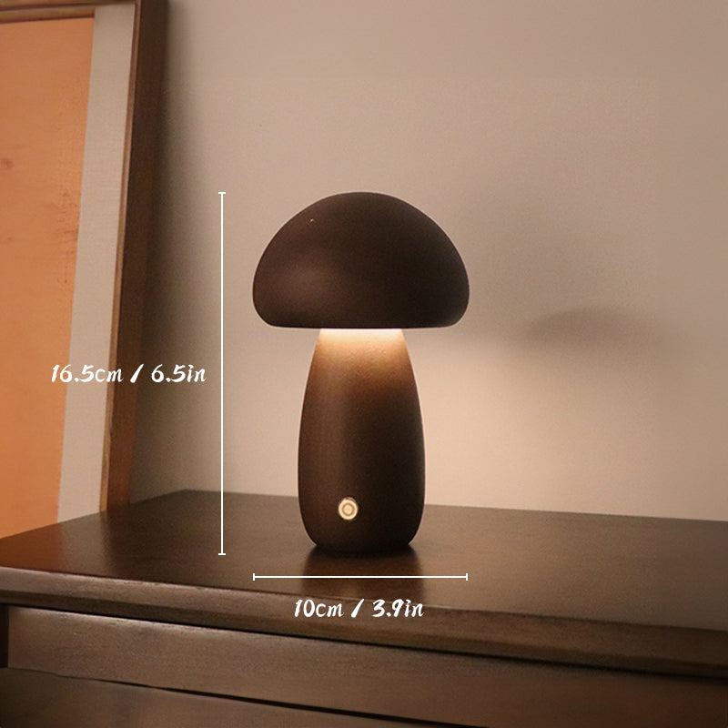 Oplaadbare tafellamp in hout | Paddestoelvorm | LED-licht