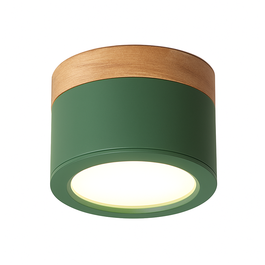 Moderne LED spot in hout en gekleurd metaal Allan