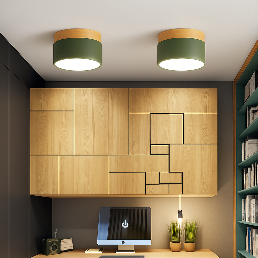 Moderne LED spot in hout en gekleurd metaal Allan