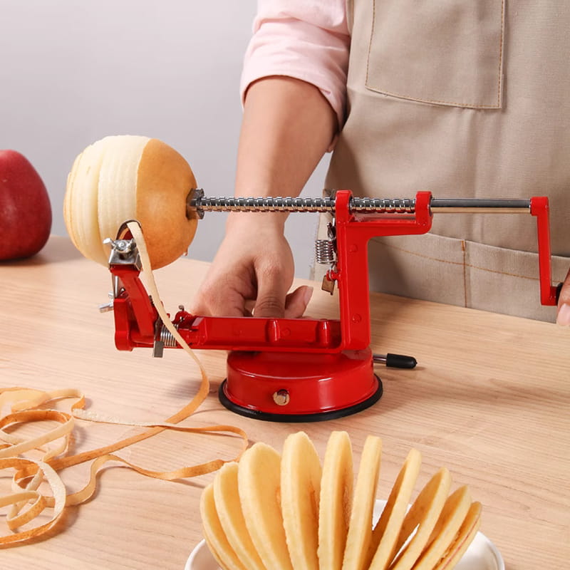 SpiraPeel | 3-in-1 Handmatige Kurbel-Schiller voor Schillen, Ontpitten en Snijden