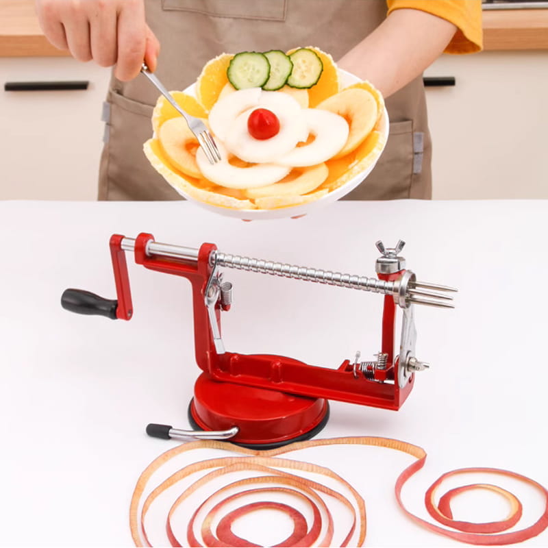 SpiraPeel | 3-in-1 Handmatige Kurbel-Schiller voor Schillen, Ontpitten en Snijden