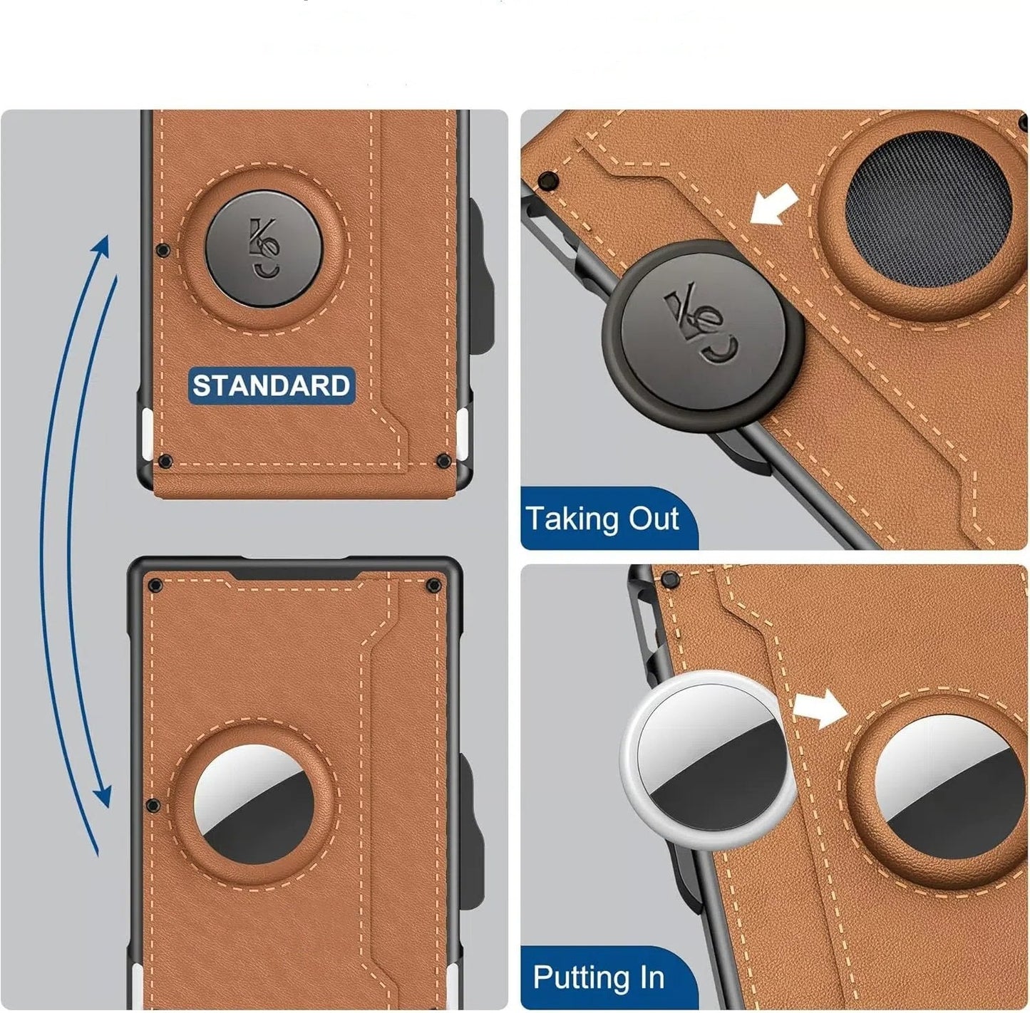 Pop Up aluminium tas Geld Clip Slanke Lederen Slots Creditcardhouder RFID Blokkerende Bifold Minimalistische Portemonnee