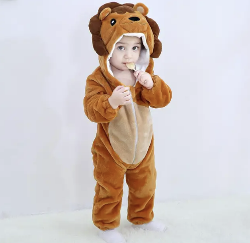 Romper voor baby's | Baby Fleece Overall | Dieren Onesie | Wolklin