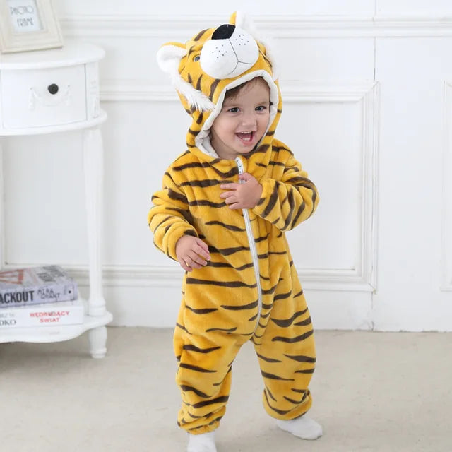 Romper voor baby's | Baby Fleece Overall | Dieren Onesie | Wolklin