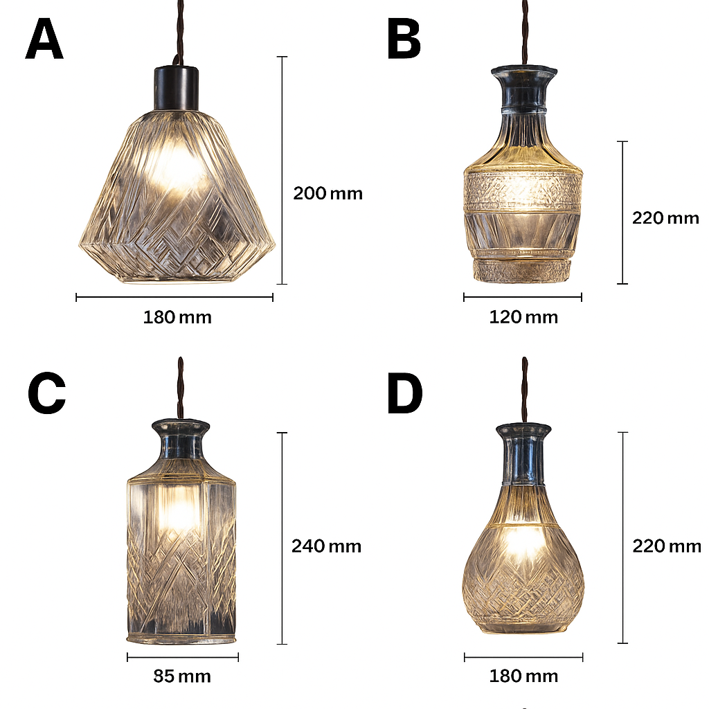 Hanglamp flessen in verschillende vormen