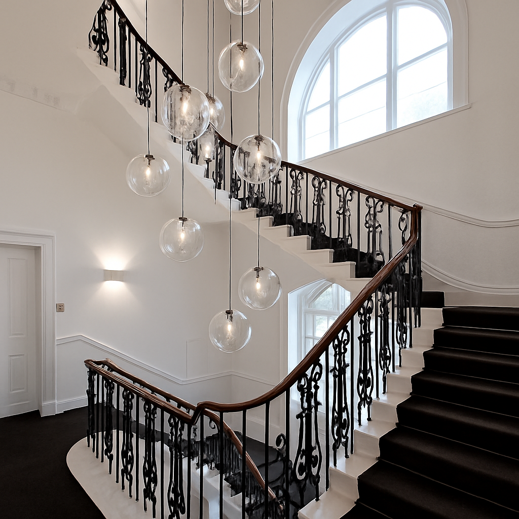 Hanglamp ontwerp bol van glas met LED in roségoud of zwart