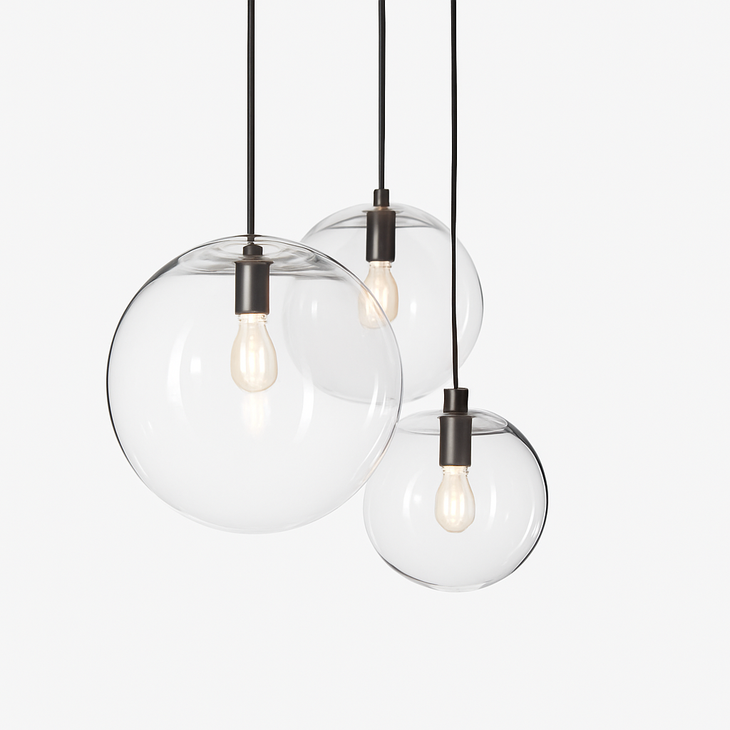 Design glazen bol hanglamp (zwart of roségoud)