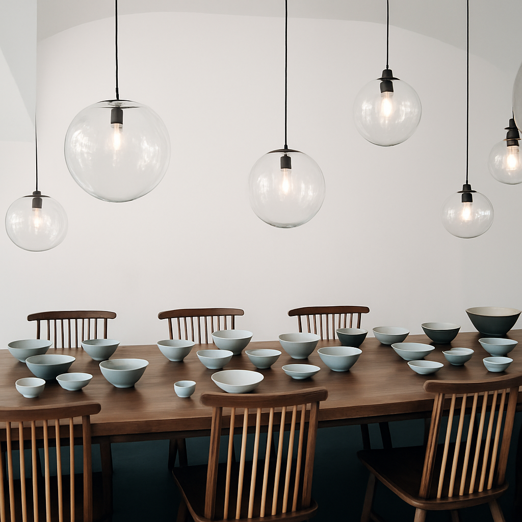 Design glazen bol hanglamp (zwart of roségoud)