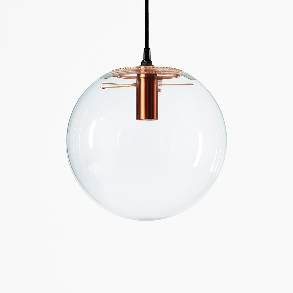 Design glazen bol hanglamp (zwart of roségoud)
