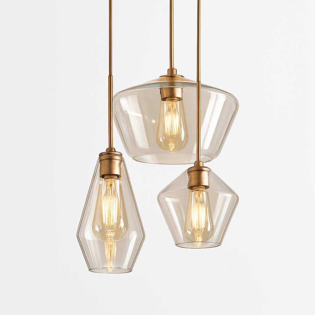 LED-hanglamp van metaal en glas in verschillende vormen