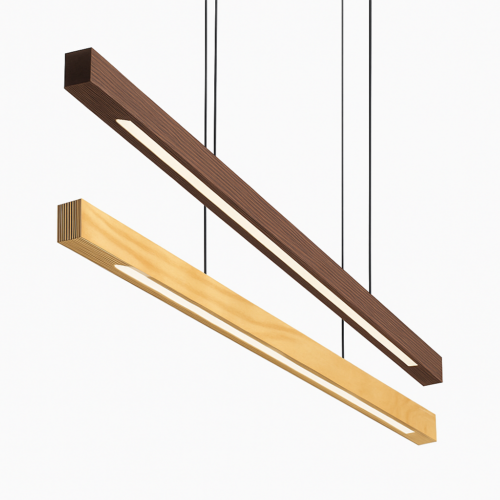 Moderne LED en houten hanglamp