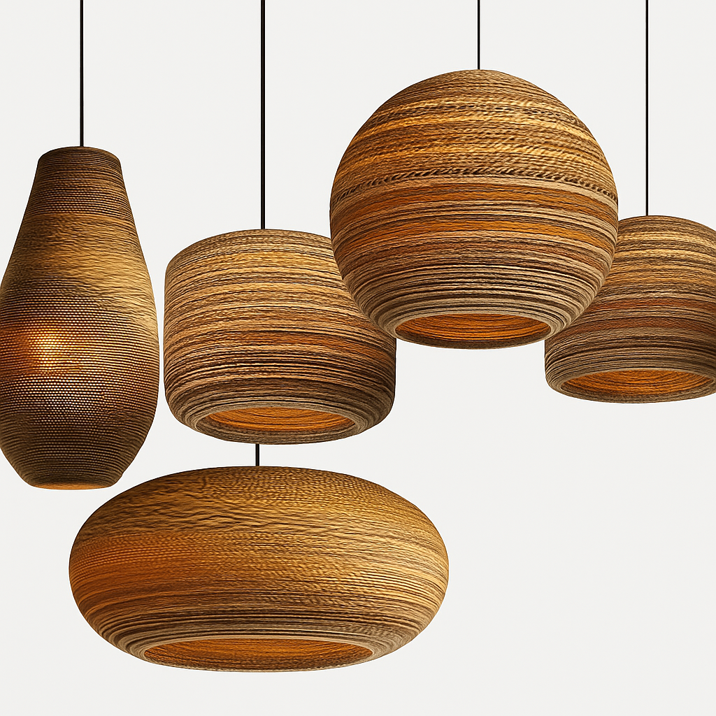 Papieren kartonnen hanglamp (verschillende vormen)