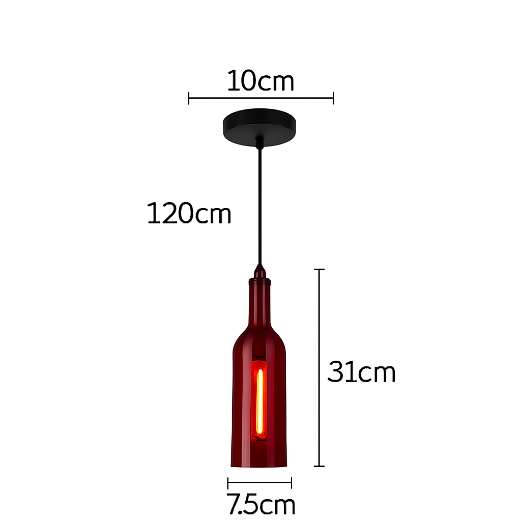 design glazen hanglamp voor moderne wijnfles