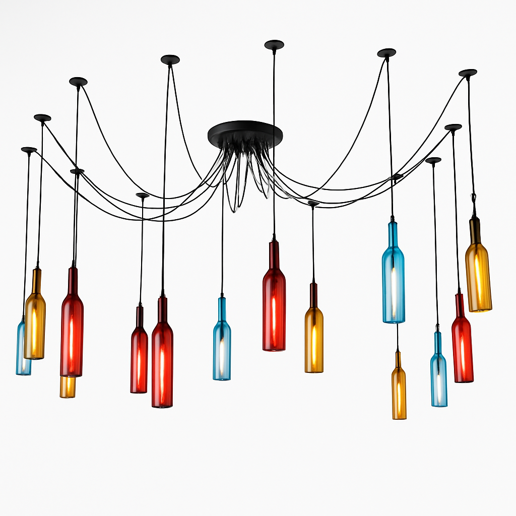 design glazen hanglamp voor moderne wijnfles