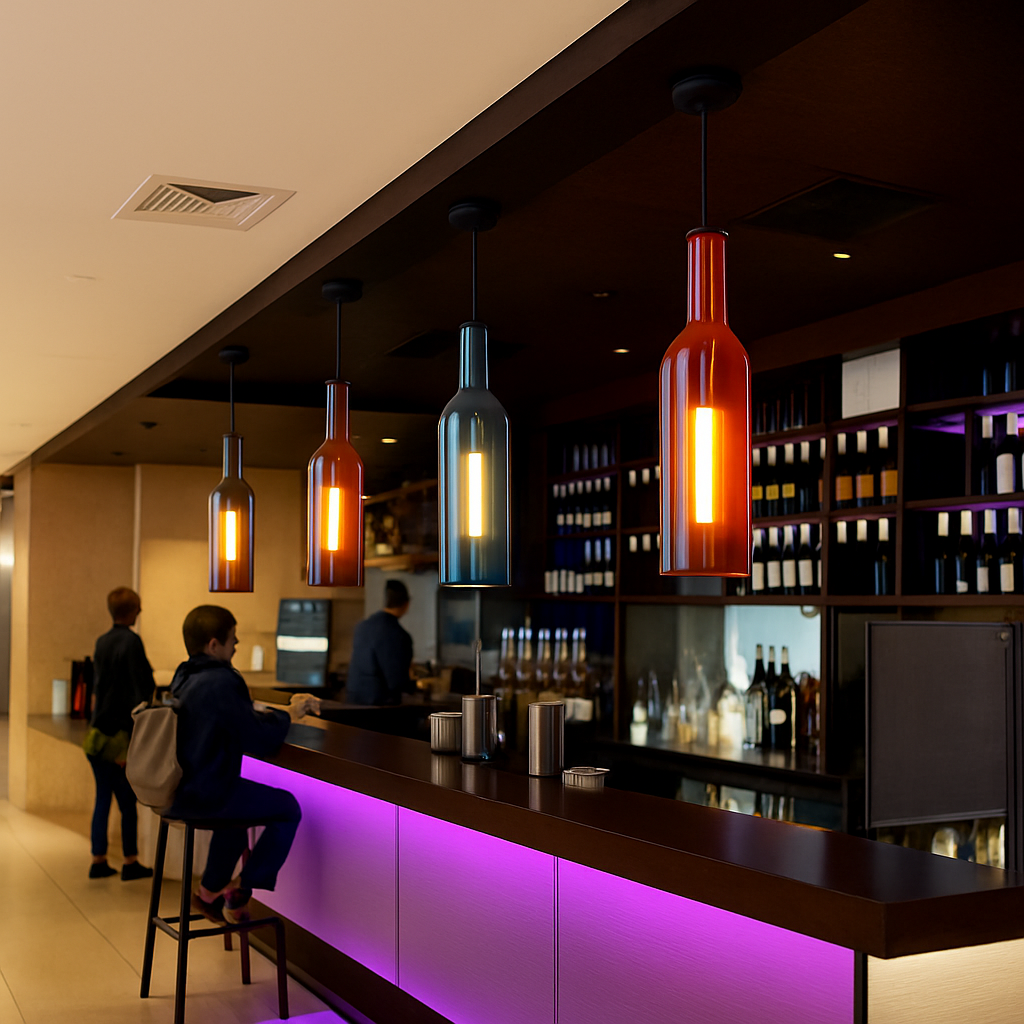 design glazen hanglamp voor moderne wijnfles