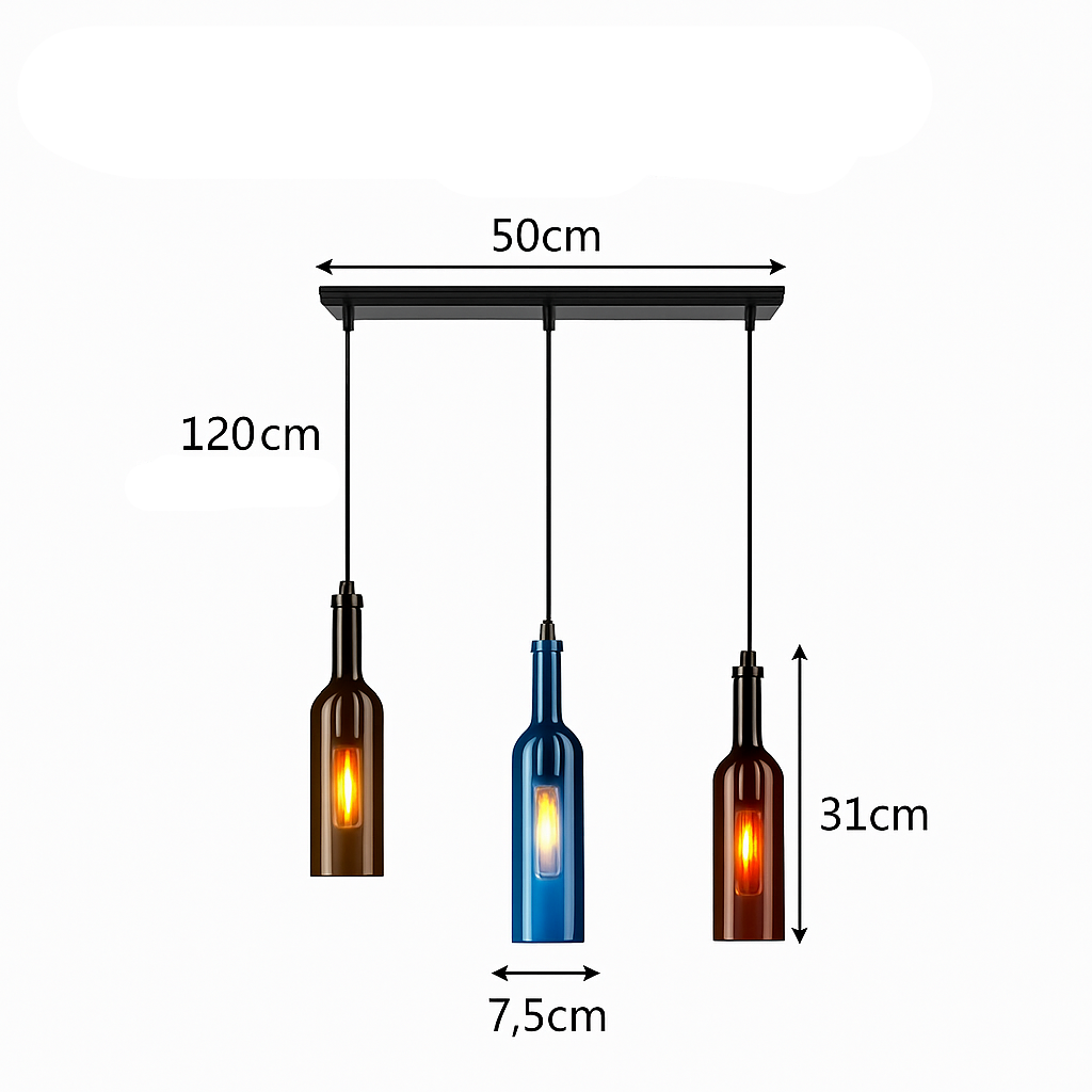 design glazen hanglamp voor moderne wijnfles