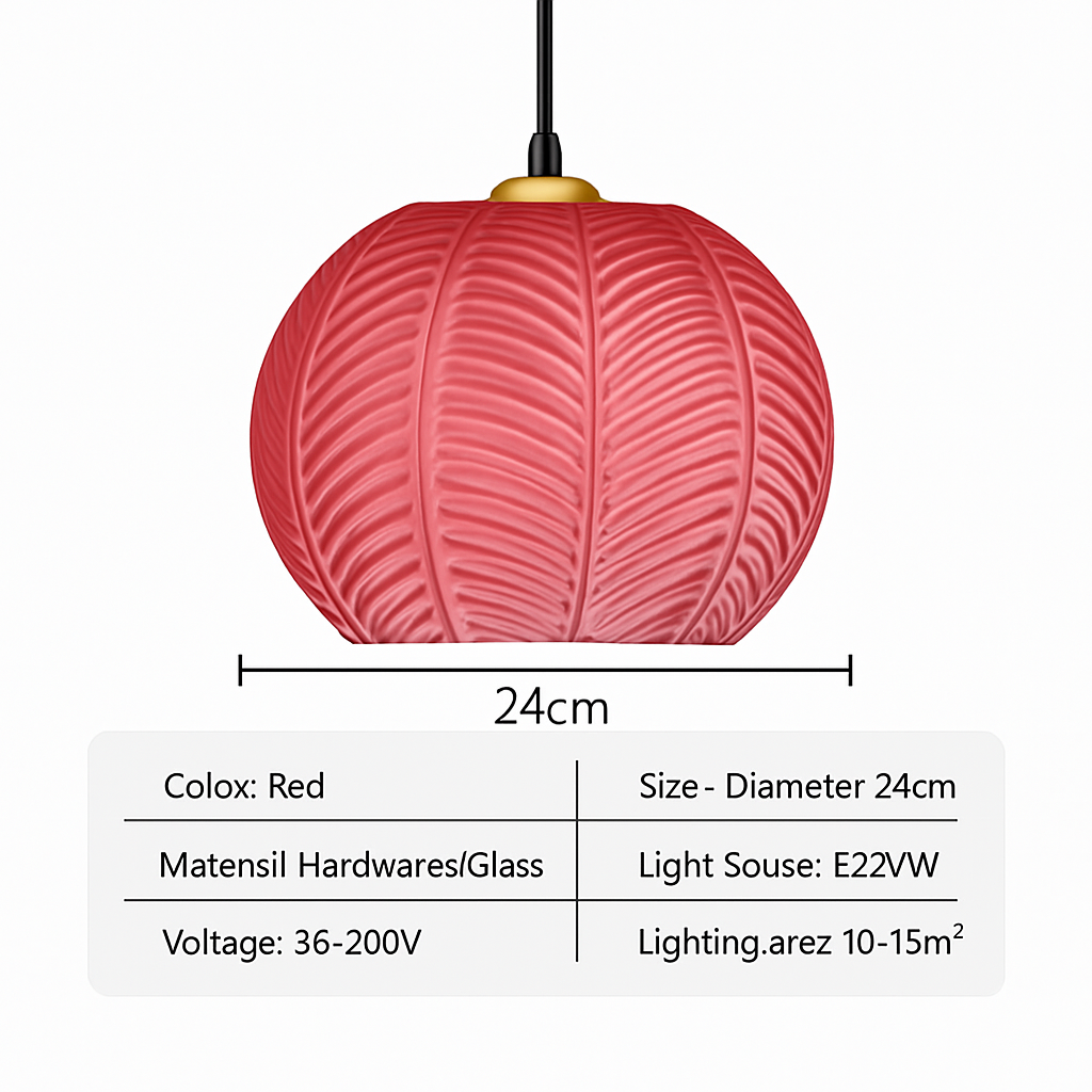 Noordse glazen hanglamp met kleurrijk bladerenpatroon