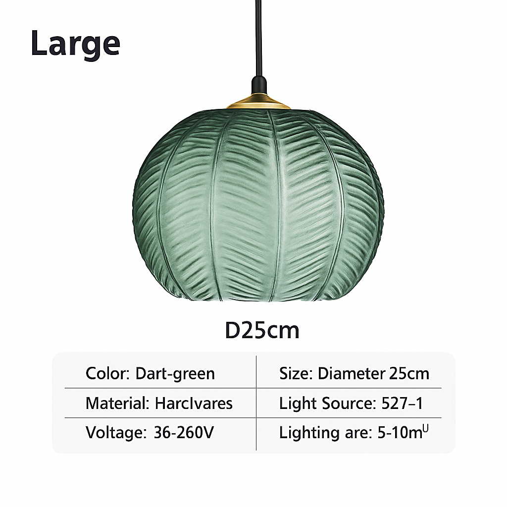 Noordse glazen hanglamp met kleurrijk bladerenpatroon