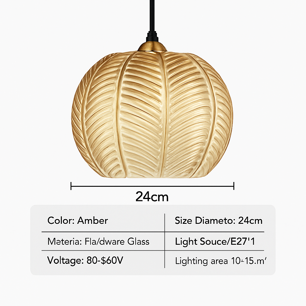 Noordse glazen hanglamp met kleurrijk bladerenpatroon