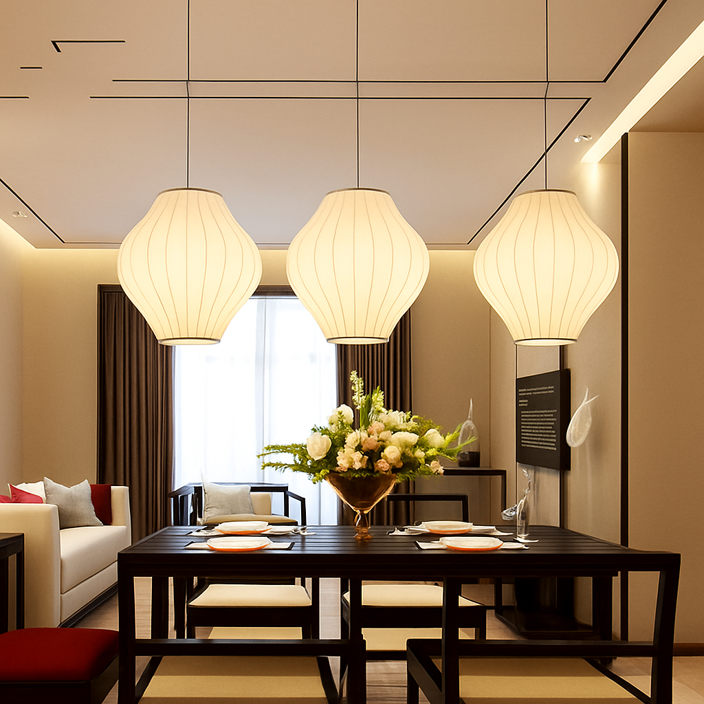 Moderne papieren hanglamp in Japanse stijl Silk