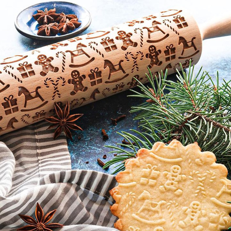 Deegroller met Patroon | Deegroller met Uitsteekvormen voor Kerstmis | DeegVorm