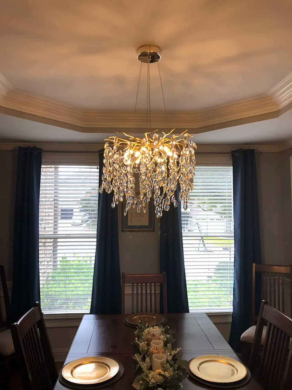 Exclusieve kroonluchter met kristallen bladeren – takken effect, moderne elegantie