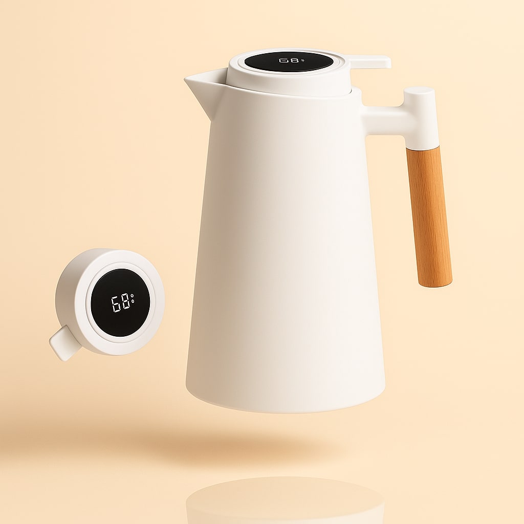 Thermoskan met temperatuurweergave | Isolatiefles 1 liter voor koffie & thee | Heatina