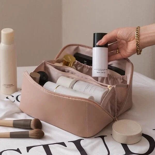 BellaPack Make-up Tas met Grote Opening | Waterdicht & Verstelbare Vakken | 26x11x15 cm | Voor Reizen & Dagelijks Gebruik