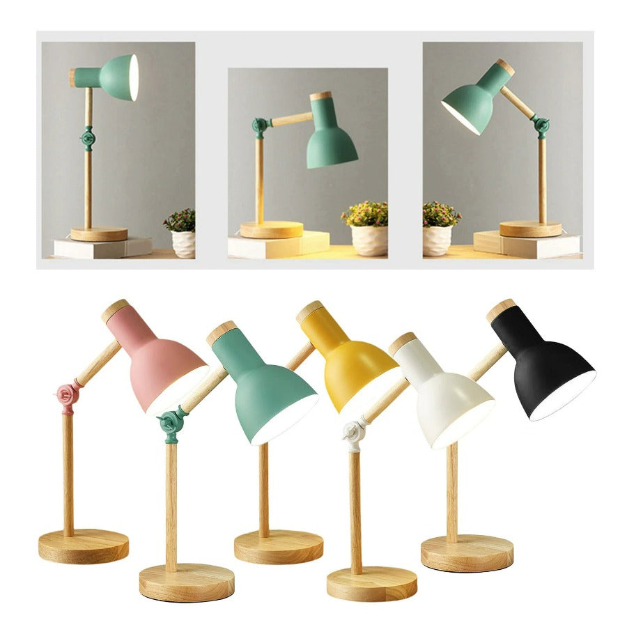 Brehn | Nordivio Scandinavische Tafellamp | Verstelbaar & Opvouwbaar | Hout & Metaal | Hoogte 45 cm