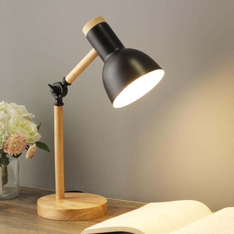 Brehn | Nordivio Scandinavische Tafellamp | Verstelbaar & Opvouwbaar | Hout & Metaal | Hoogte 45 cm