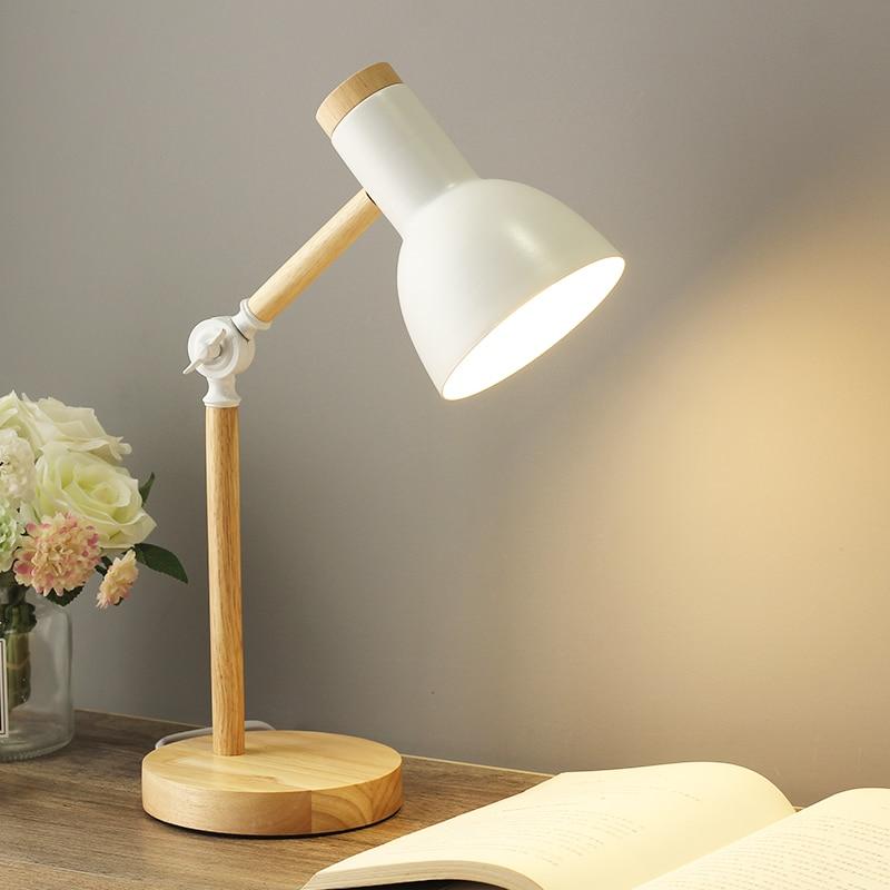 Brehn | Nordivio Scandinavische Tafellamp | Verstelbaar & Opvouwbaar | Hout & Metaal | Hoogte 45 cm
