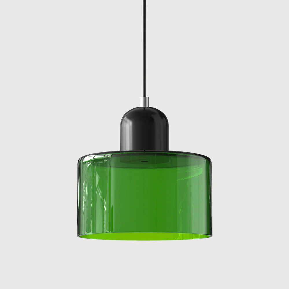 Moderne hanglamp van gekleurd glas in Bauhaus-stijl