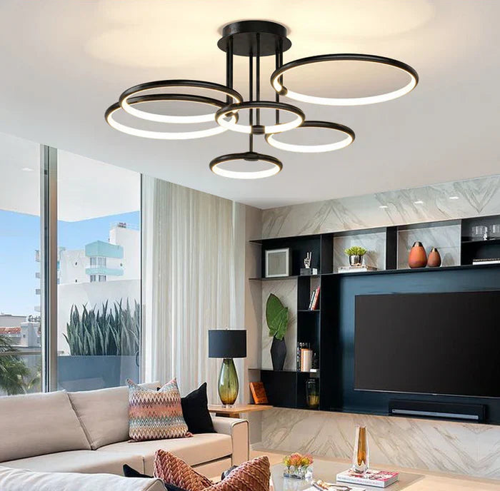 Moderne LED-lamp met ringen – plafondlamp in geometrische vorm