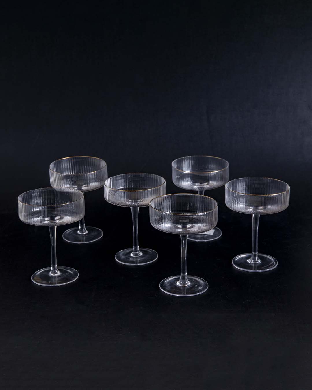 Rippierte Coupe Cocktailglazen - Set van 6