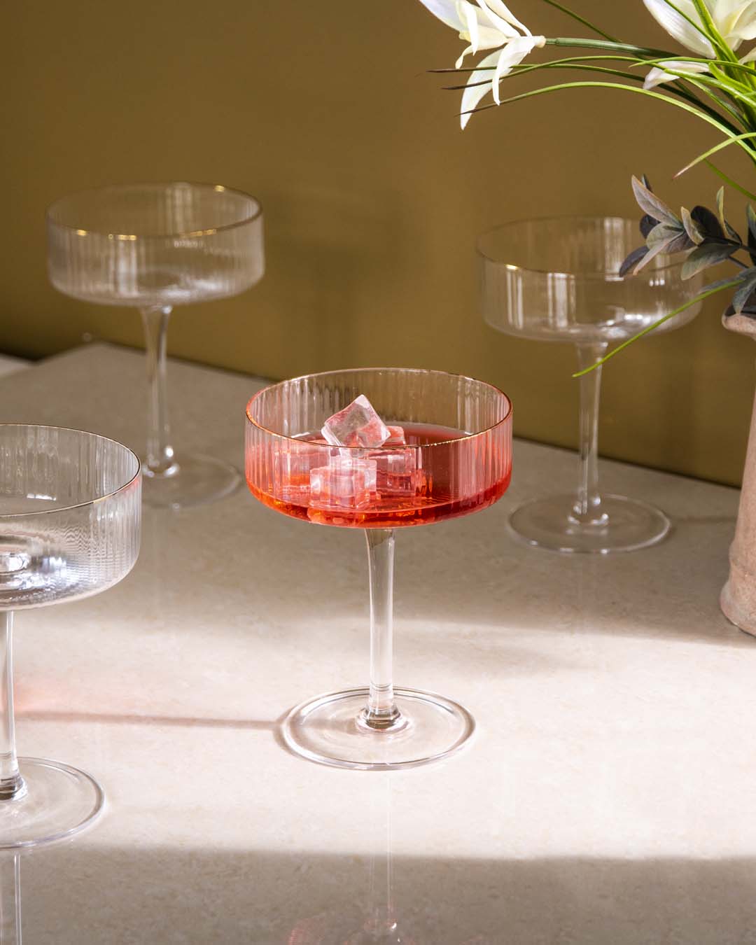 Rippierte Coupe Cocktailglazen - Set van 6