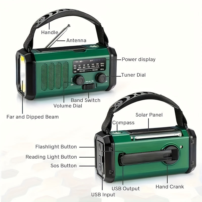 StormMate X10 Noodradio met 10.000 mAh Powerbank | Zonne-energie, Crank & USB-C | LED-Licht, SOS-Alarme & Kompas | AM/FM/NOAA