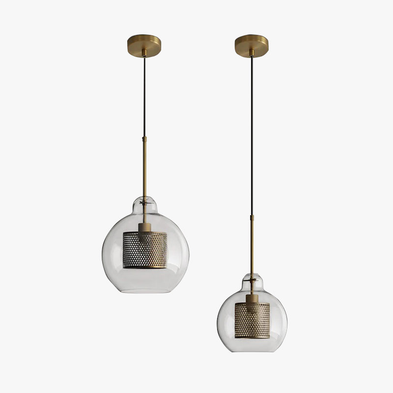 Hessa Hedendaagse Gouden Hanglamp, Glas, Globe/Cilindrisch