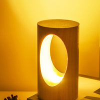Japanse Massief Houten Rechthoekige Kolom-LED-Nachtlamp USB Tafellamp